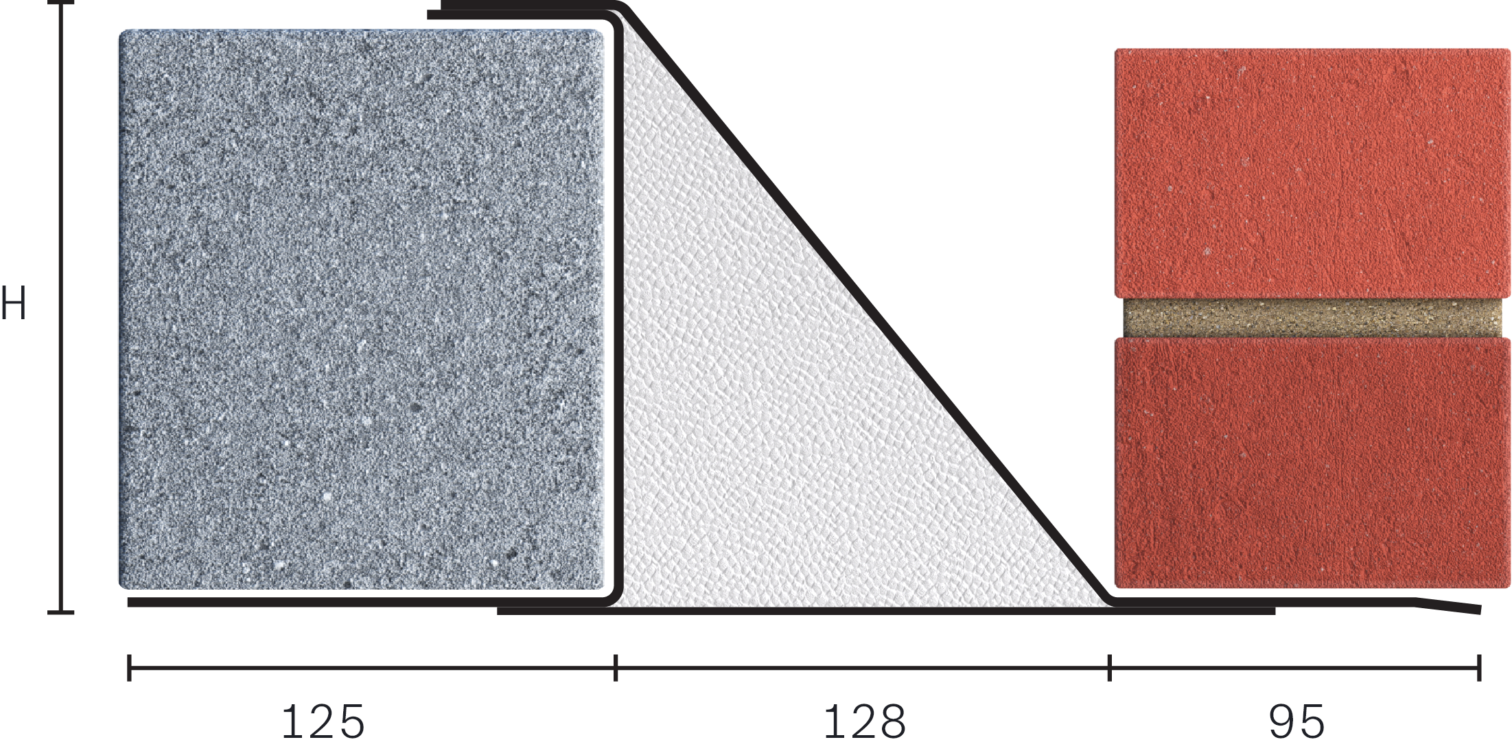 Catnic heavy duty cavity wall lintel for 130mm cavity wall shown in 2D side profile