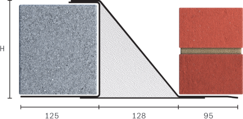 Catnic heavy duty cavity wall lintel for 130mm cavity wall shown in 2D side profile